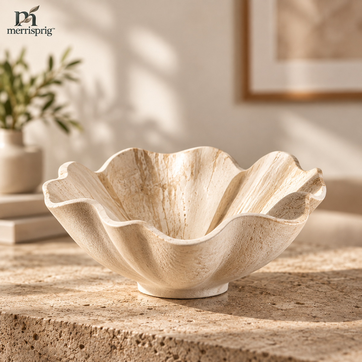 merrisprig Scalloped Decorative Bowl in Cream