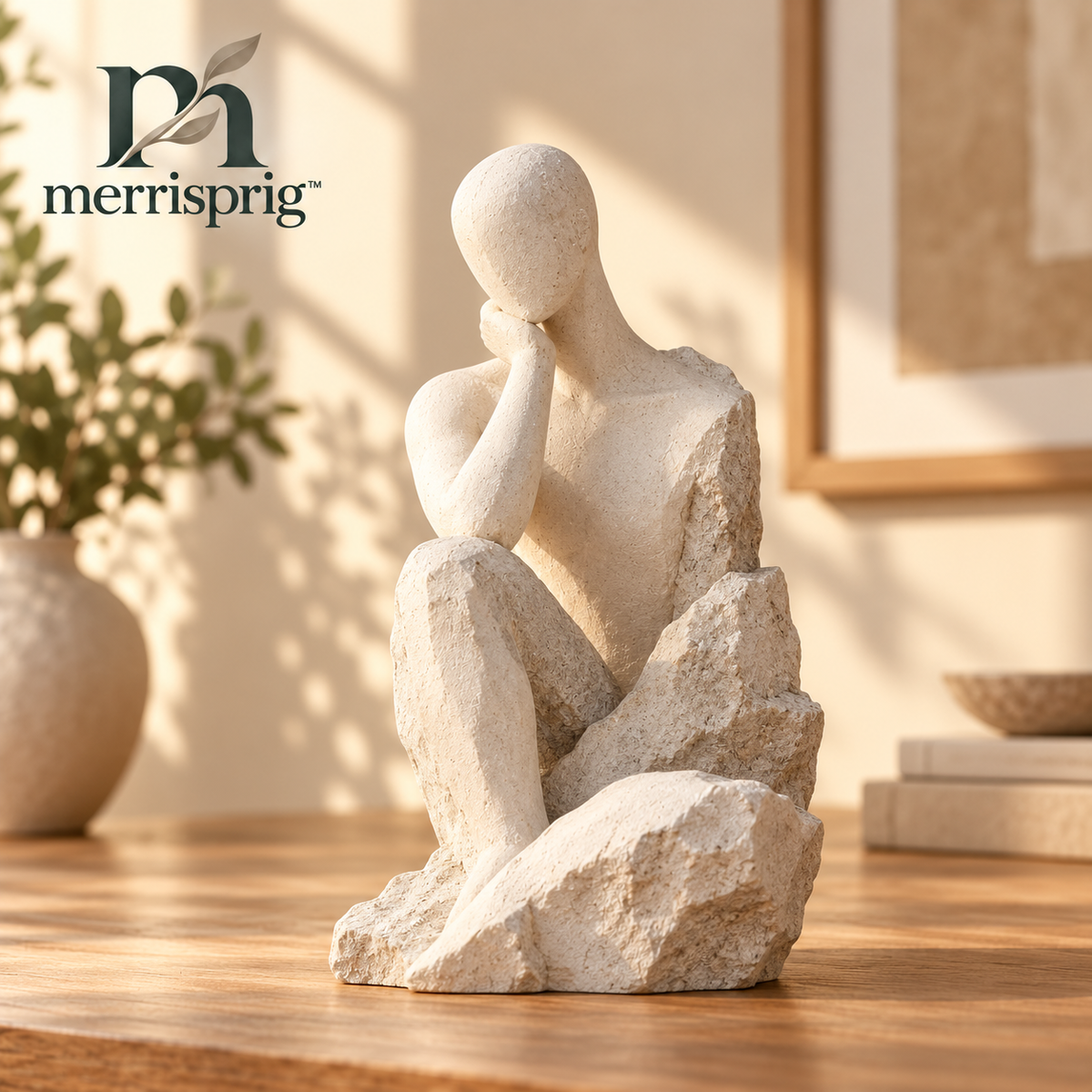 merrisprig Ivory Abstract Thinker Sculpture