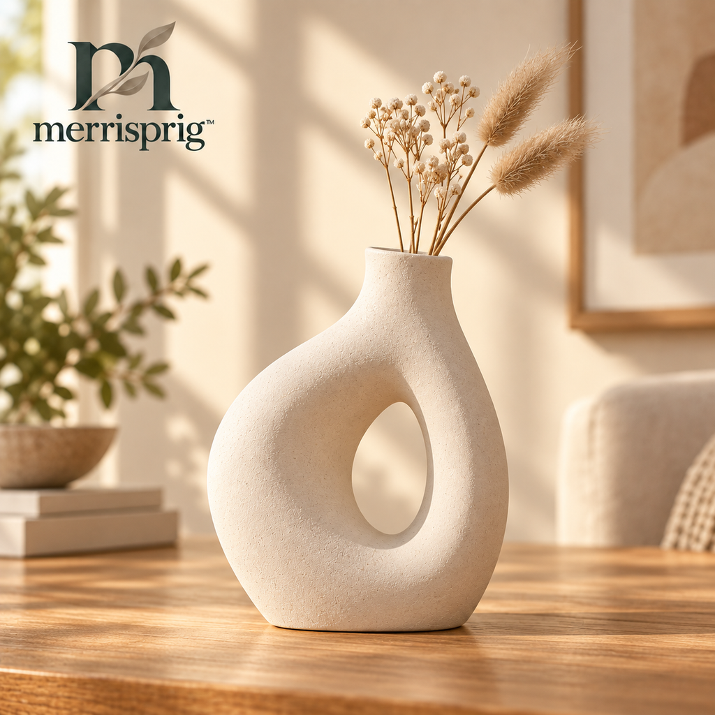 merrisprig Ivory Asymmetric Teardrop Vase