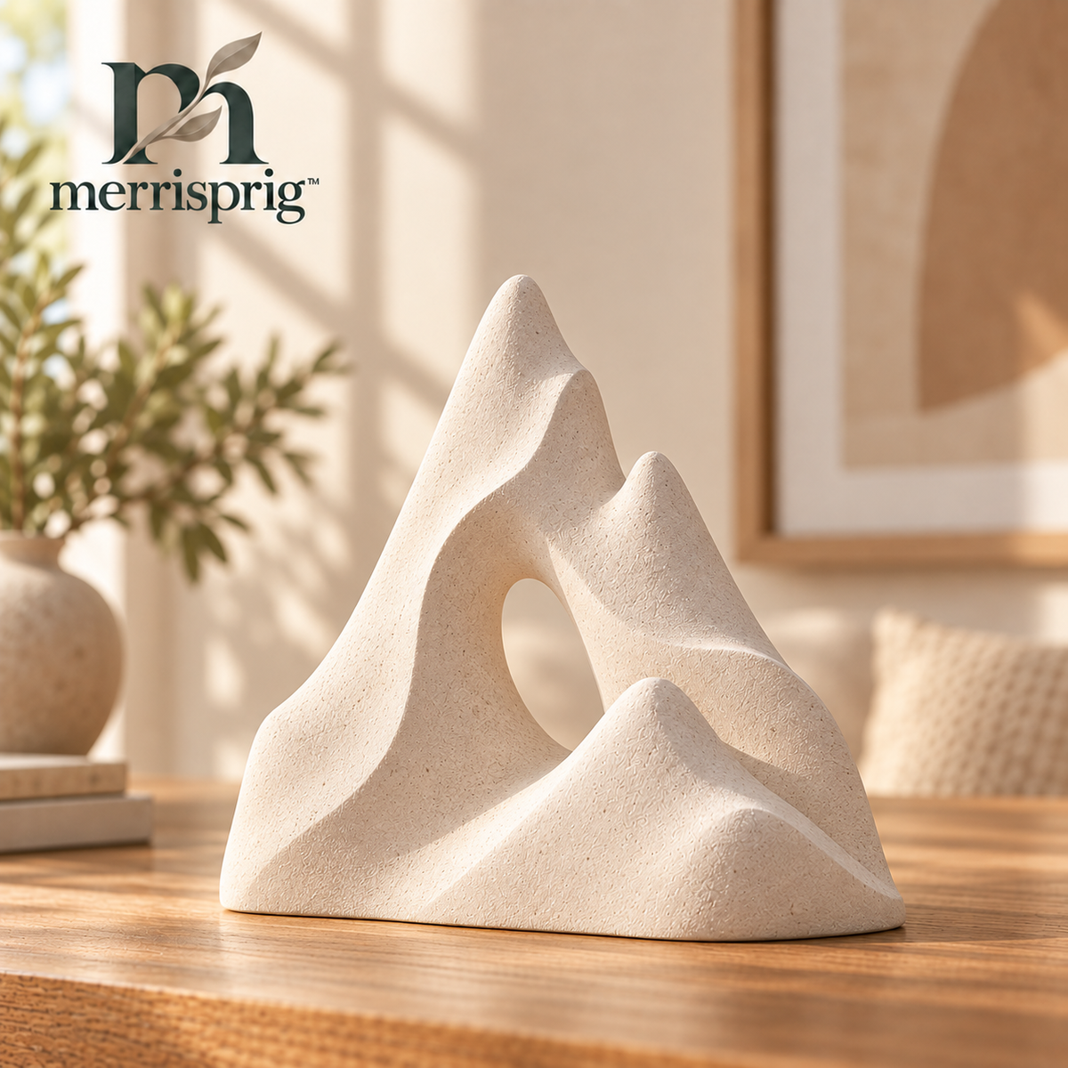 merrisprig Ivory Abstract Mountain Arch Sculpture