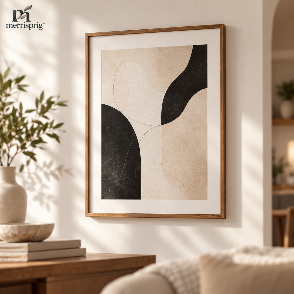 merrisprig Black & Beige Abstract Framed Wall Art
