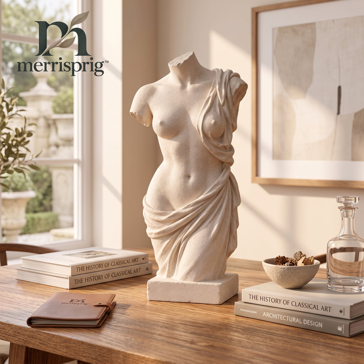 merrisprig Ivory Draped Female Torso Sculpture