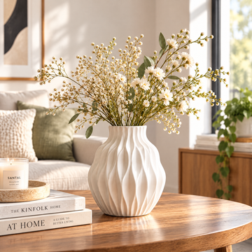 merrisprig Ivory Wave-Ribbed Vase