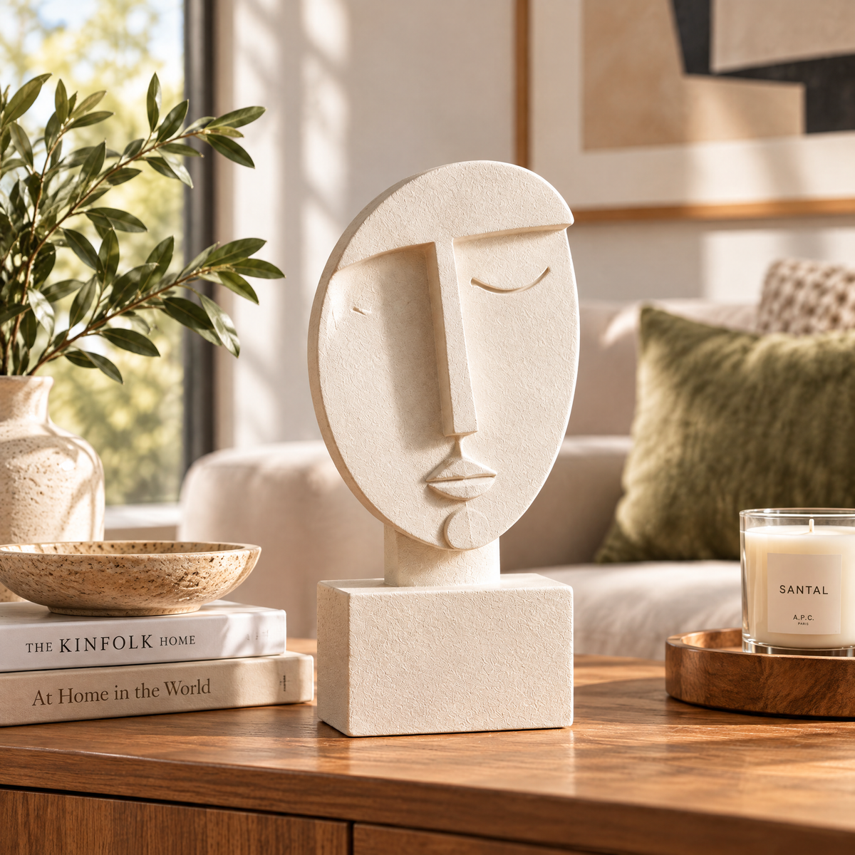 merrisprig Ivory Abstract Face Sculpture