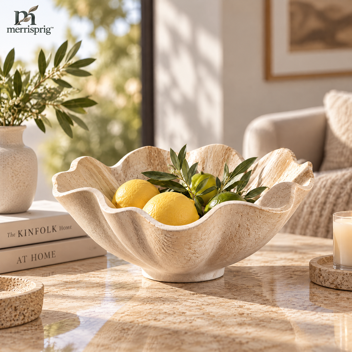merrisprig Scalloped Decorative Bowl in Cream