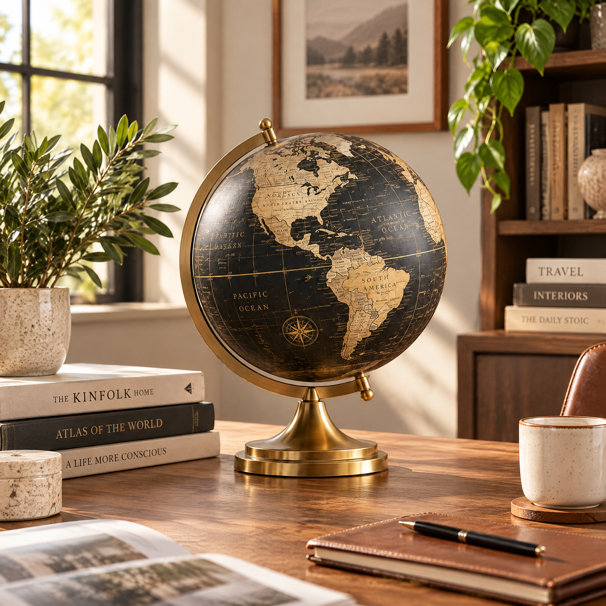 merrisprig Black & Gold Decorative Tabletop Globe