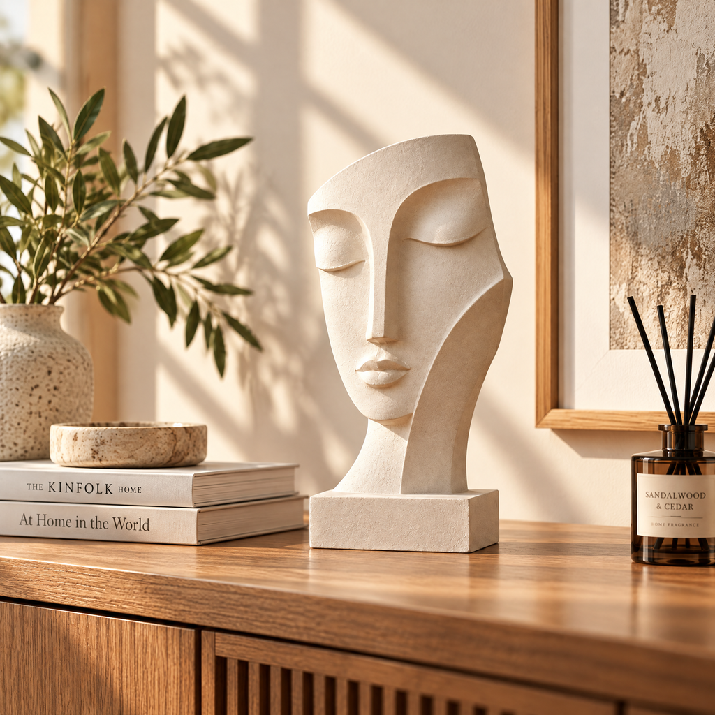 merrisprig Ivory Abstract Resting Face Sculpture