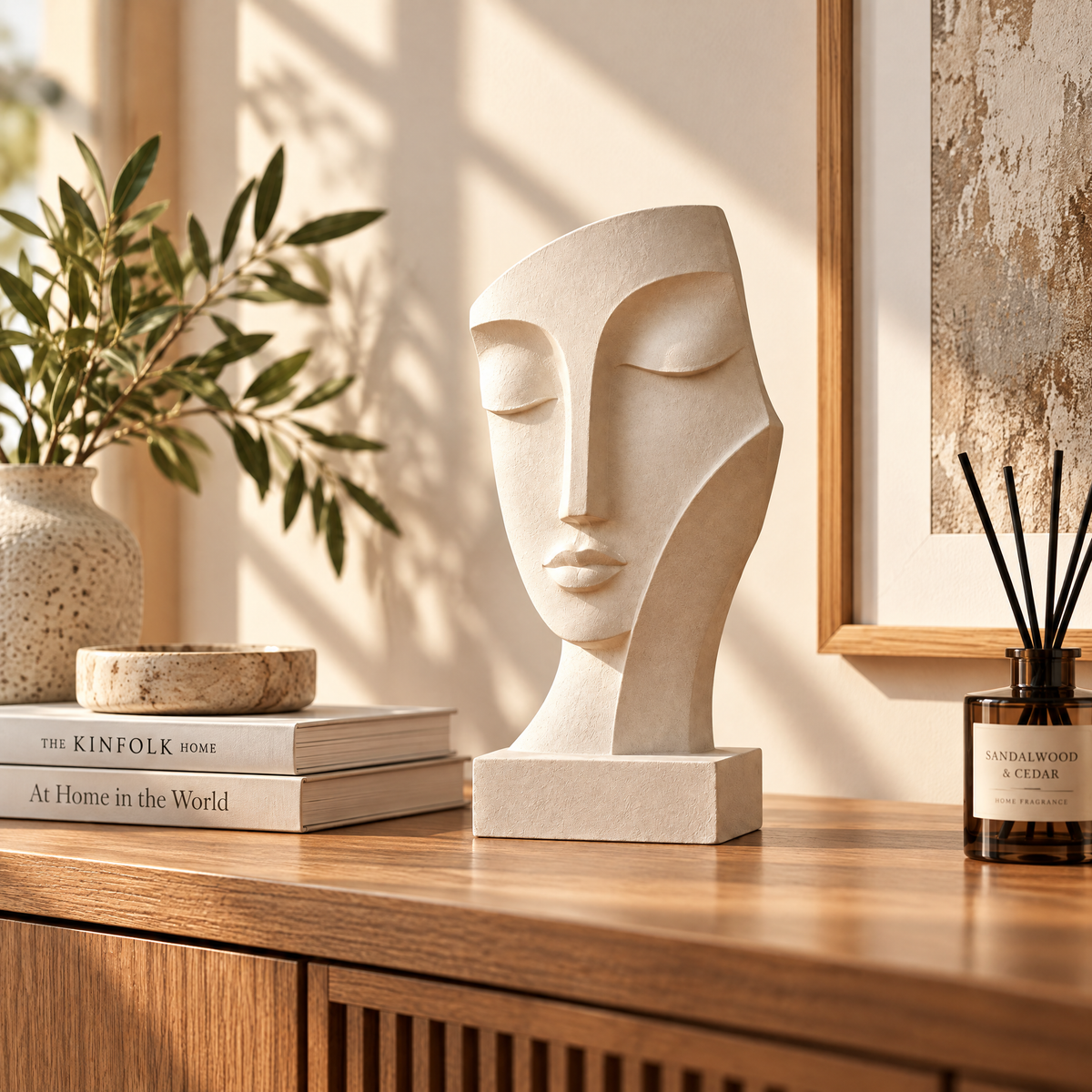 merrisprig Ivory Abstract Resting Face Sculpture