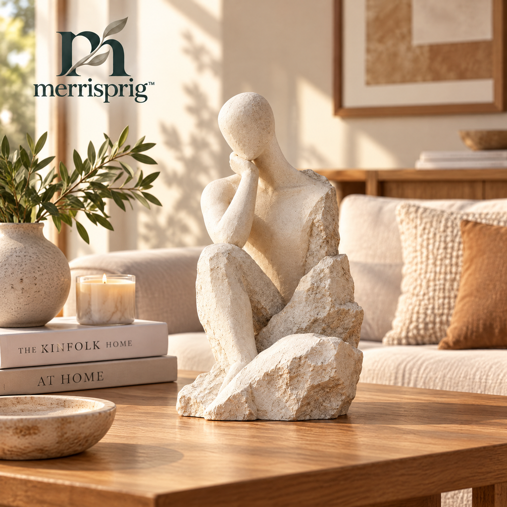 merrisprig Ivory Abstract Thinker Sculpture
