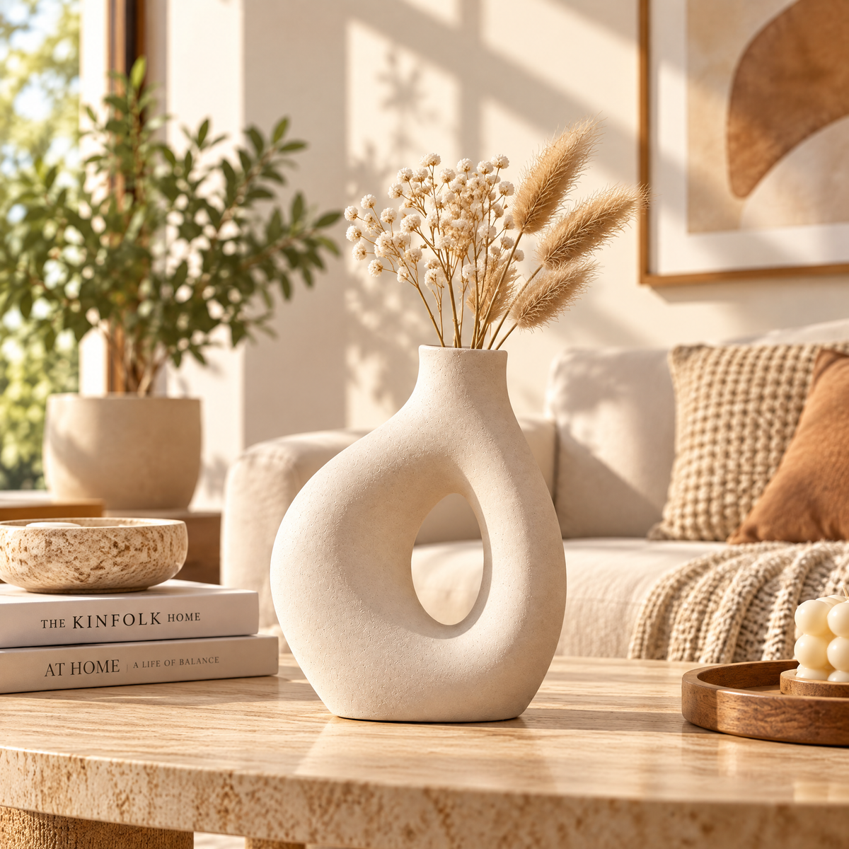 merrisprig Ivory Asymmetric Teardrop Vase
