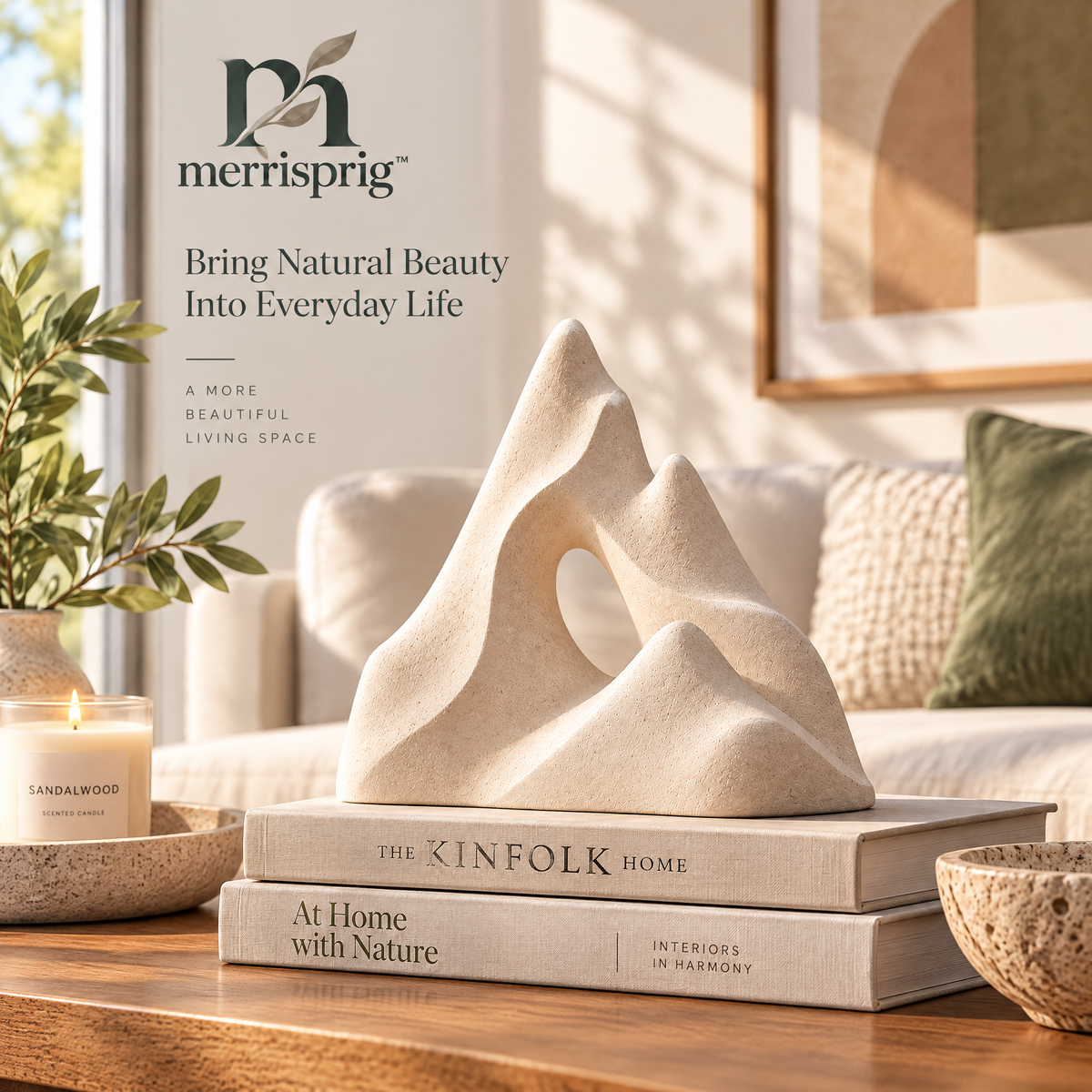 merrisprig Ivory Abstract Mountain Arch Sculpture