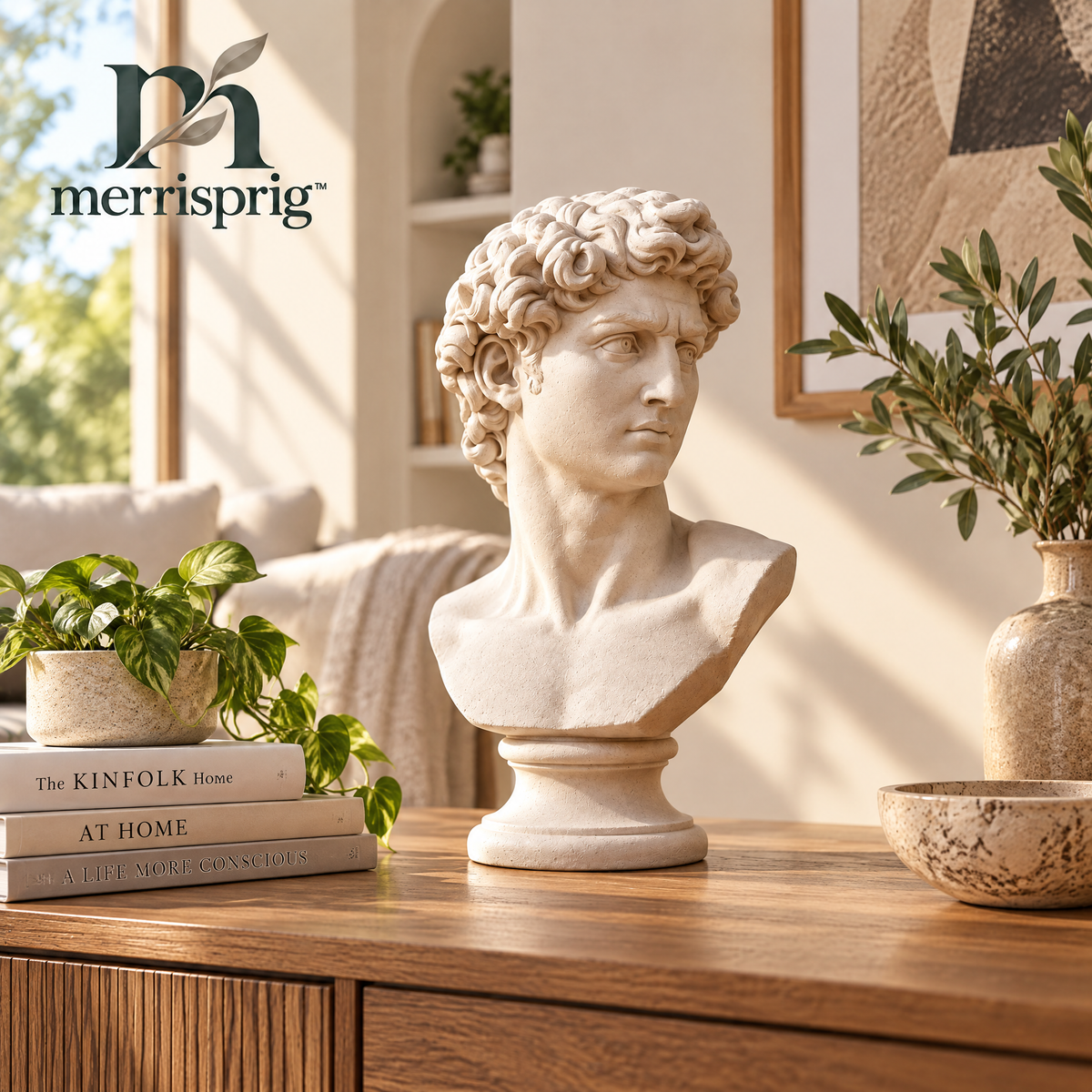 merrisprig Ivory David Bust Sculpture
