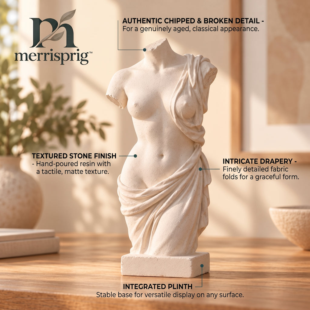 merrisprig Ivory Draped Female Torso Sculpture