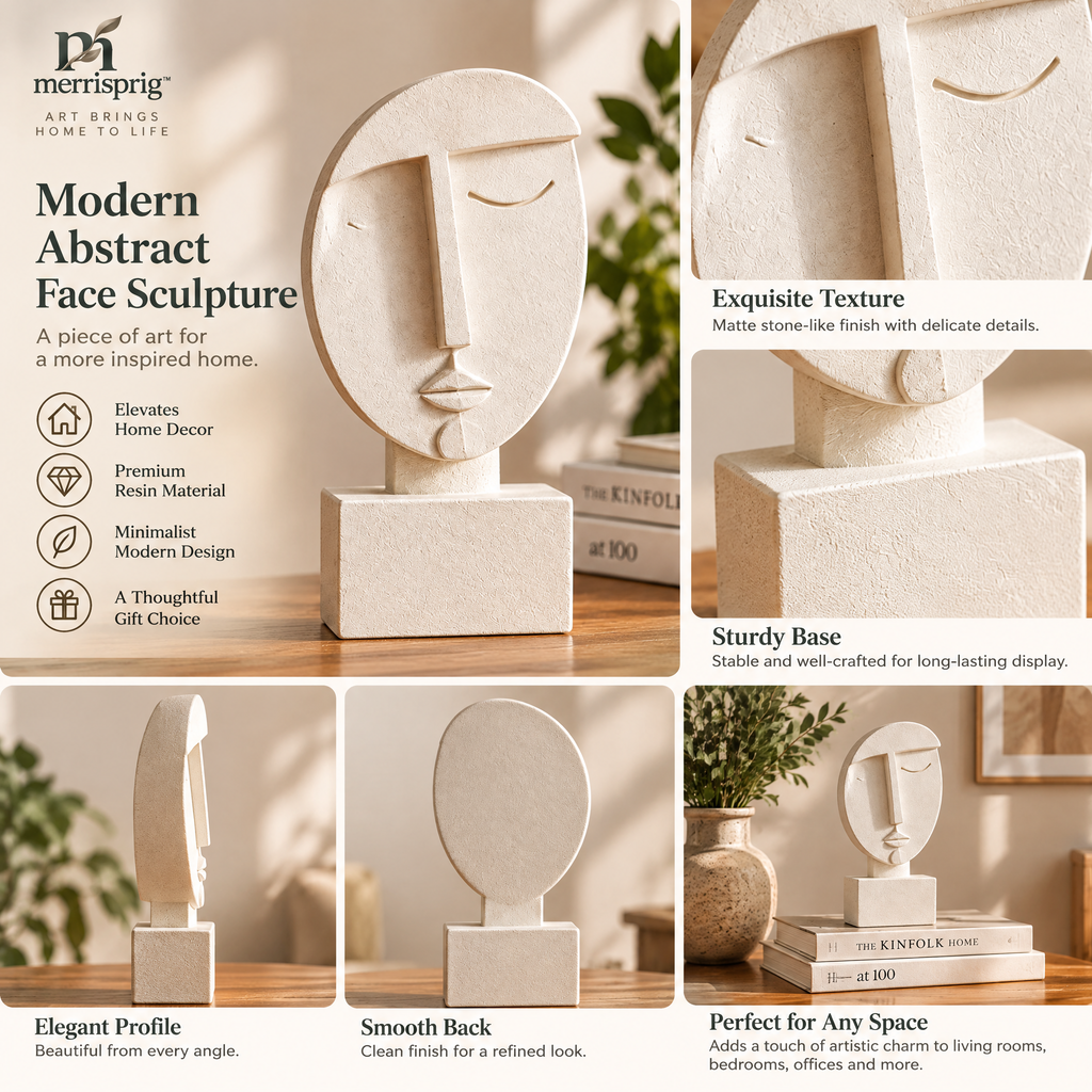 merrisprig Ivory Abstract Face Sculpture