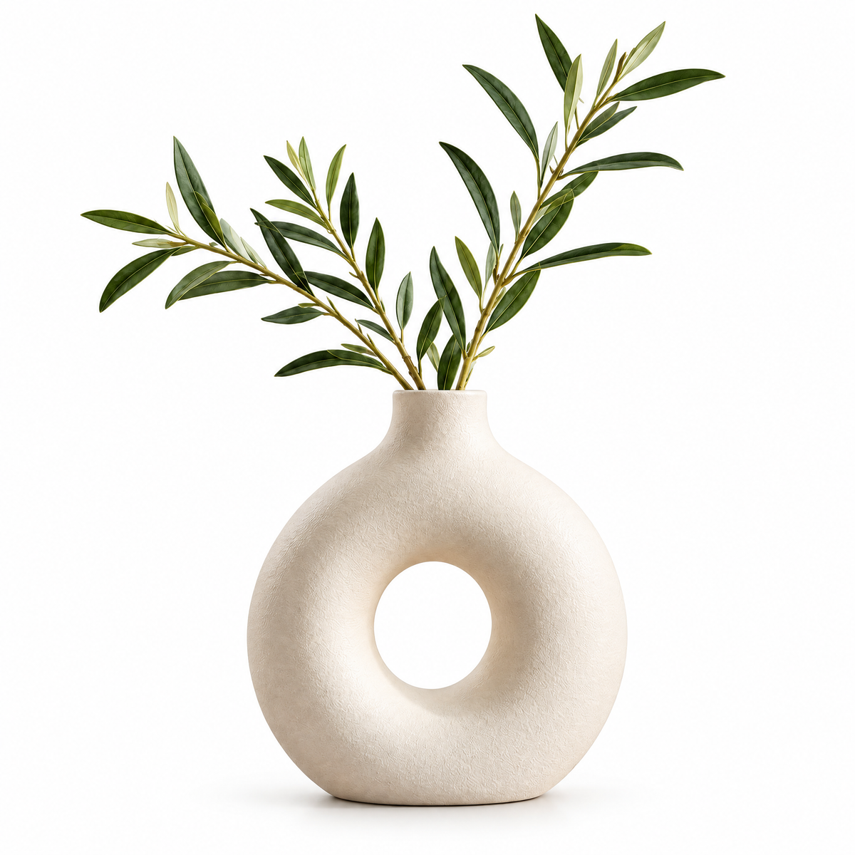 merrisprig Textured Ivory Donut Vase