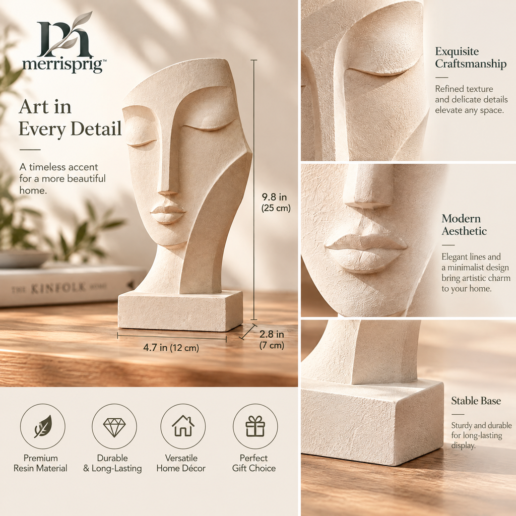 merrisprig Ivory Abstract Resting Face Sculpture