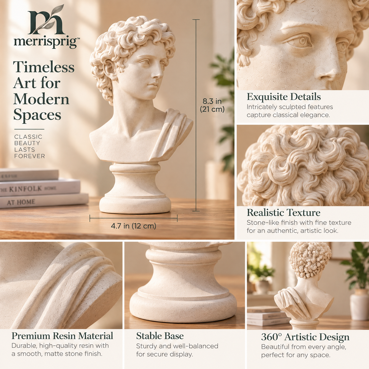 merrisprig Ivory Classical Draped Bust