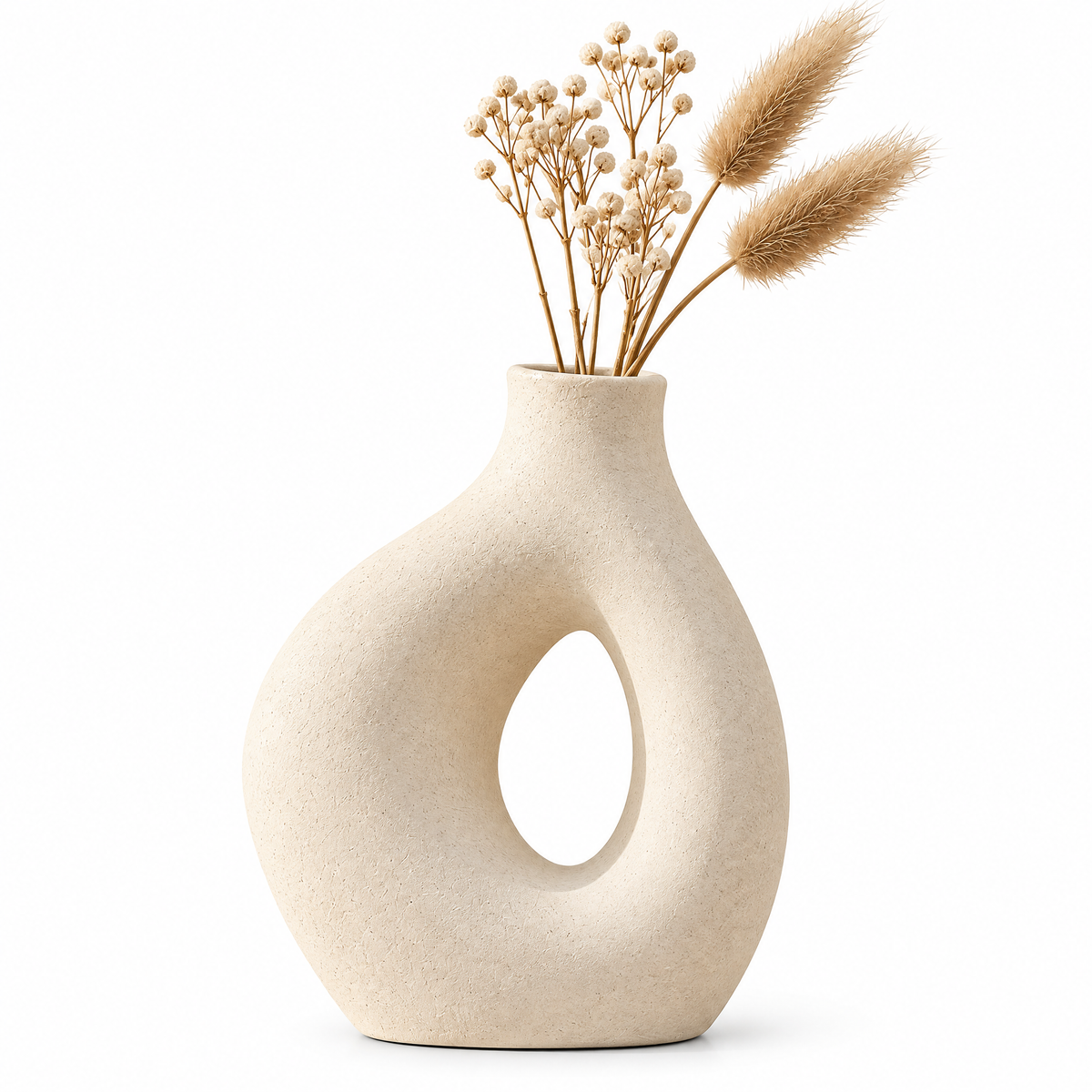 merrisprig Ivory Asymmetric Teardrop Vase