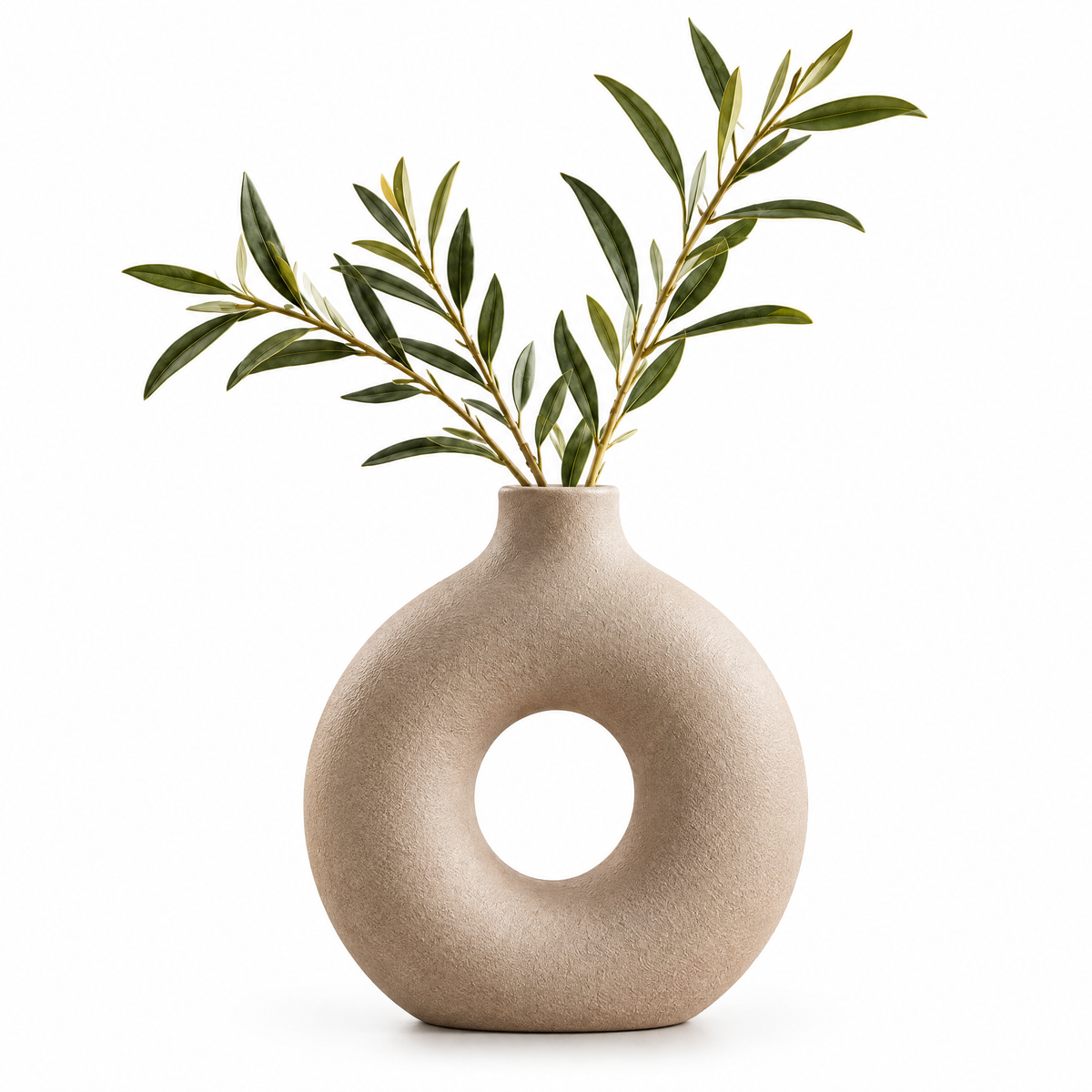 merrisprig Textured Ivory Donut Vase