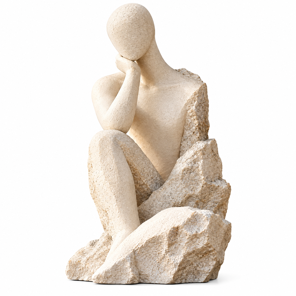 merrisprig Ivory Abstract Thinker Sculpture