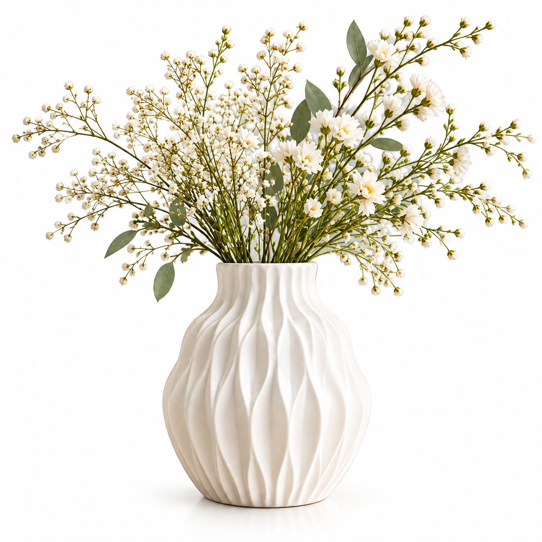 merrisprig Ivory Wave-Ribbed Vase
